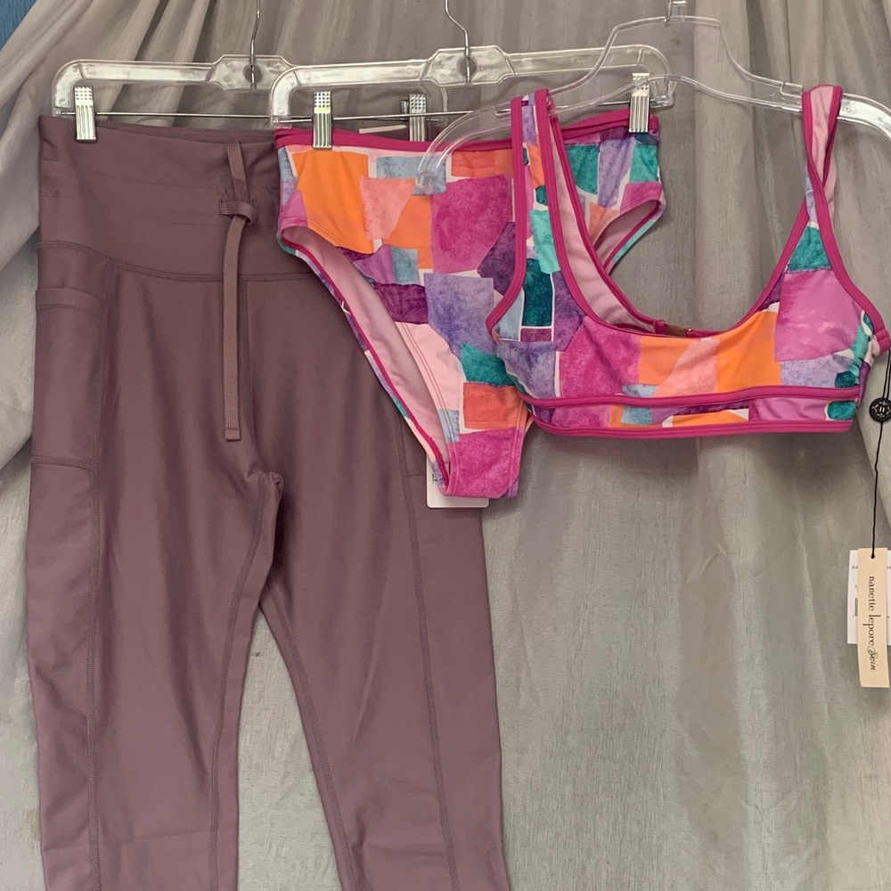 Colorblock Pink & Orange Women's Bikini Set